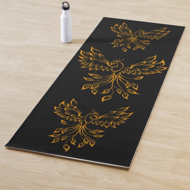 Tapete De Yoga Copper Phoenix sobe em preto (In Situ)