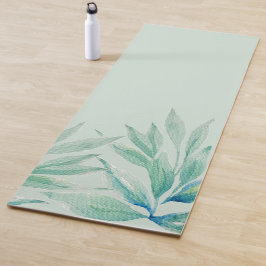 Tapete De Yoga Cor da Água das Plantas Azuis Modernas