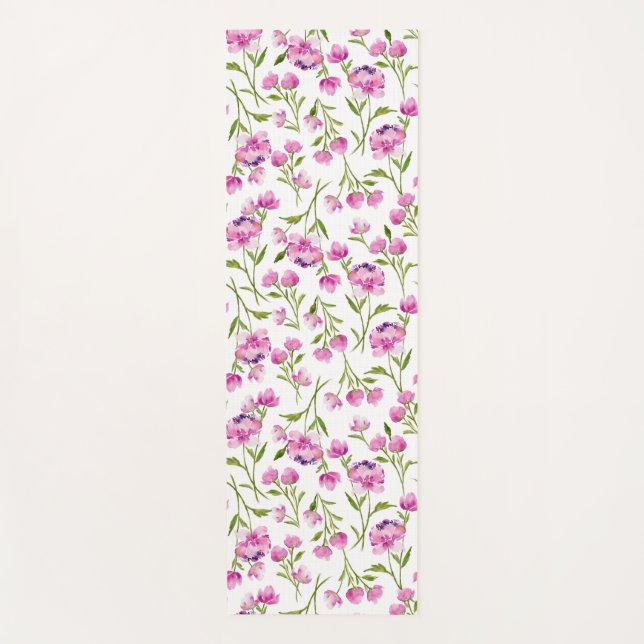 Tapete De Yoga Cor d'água rosa Florais Yoga Mat (Frente)