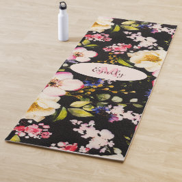 Tapete De Yoga Cor d'água - rosada amarela roxas a preto, Monogra