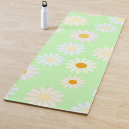 Tapete De Yoga Cor-de-água doce colorida Daisy Pattern Green