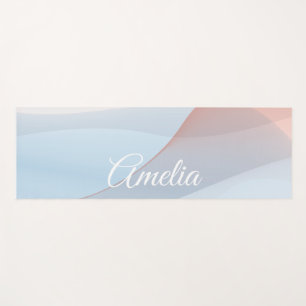Tapete De Yoga Cor de pastel de onda minimalista com nome