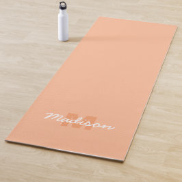 Tapete De Yoga Cor de pêssego pastel legal com nome de monograma 