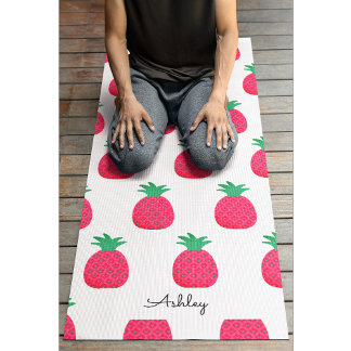 Tapete De Yoga Cor-de-rosa-abacaxi Branco-chic