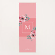 Cor de Rosa | Flores Aquáticas Monograma Yoga Mat