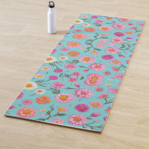 Tapete De Yoga cor-de-rosa laranja branco cor-de-rosa folhas verd