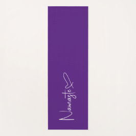 Tapete De Yoga Coração de Script de Nomes Roxo e Branco Reversíve