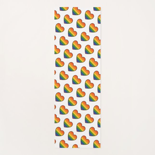 Tapete De Yoga Coração do Orgulho LGBTQ+ Kawaii (Frente)