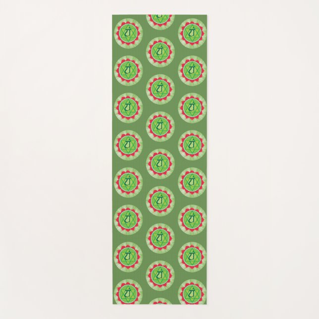 Tapete De Yoga Coração Verde Chakra Anahata Yoga Mat (Frente)