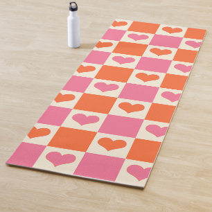 Tapete De Yoga Corações da Desktop Board em rosa, laranja e creme