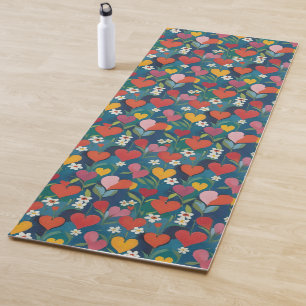 Tapete De Yoga Corações Reproduzíveis Floral