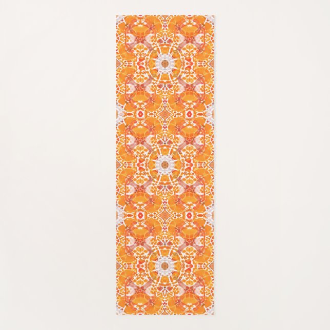 Tapete De Yoga Coral Orange e Cream Batik Medallion Padrão (Frente)