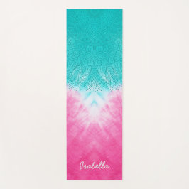 Tapete De Yoga Corante rosa e azul colado com modo Mandala