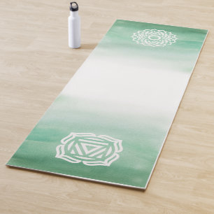 Tapete De Yoga Coroa verde e aquarela branca e coroa raiz