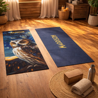 Tapete De Yoga Coruja Noturna Estrelada