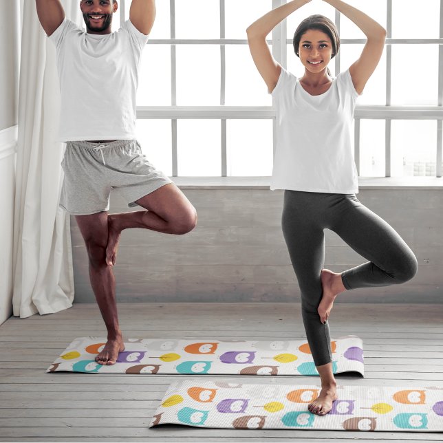 Tapete De Yoga corujas e folhas (Criador carregado)