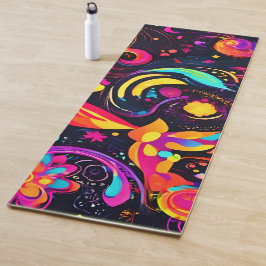 Tapete De Yoga Cosmos Florais Psicodélicos