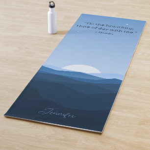 Tapete De Yoga Cota da Hora da Lua da Montanha Azul Simples Perso