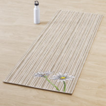 Cottage Taupe Striped Watercolor Daisy