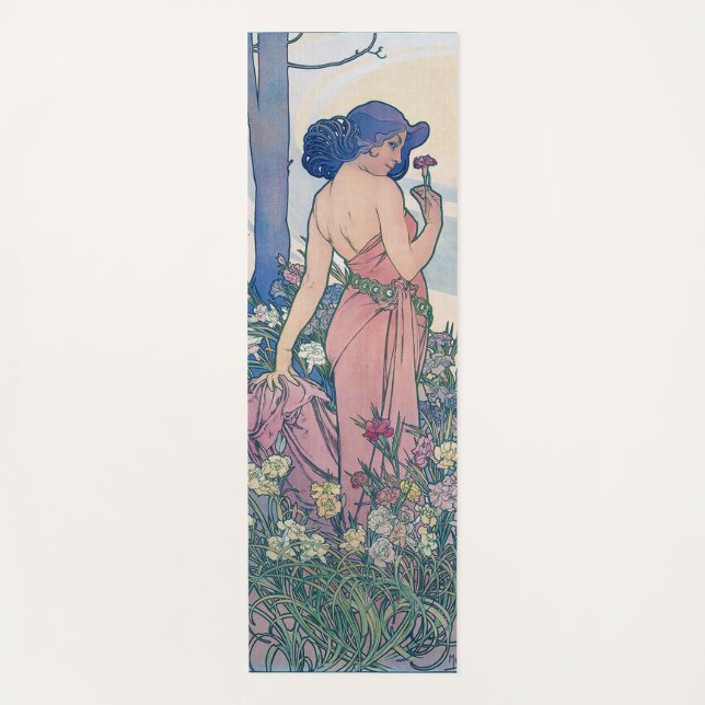 Tapete De Yoga Cravo (Quatro Flores), Alphonse Mucha (Frente)