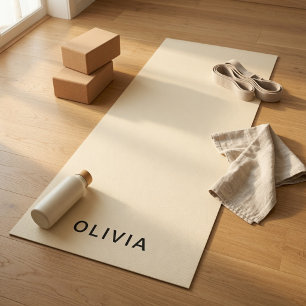 Tapete De Yoga Creme de manteiga personalizado com nome customiza