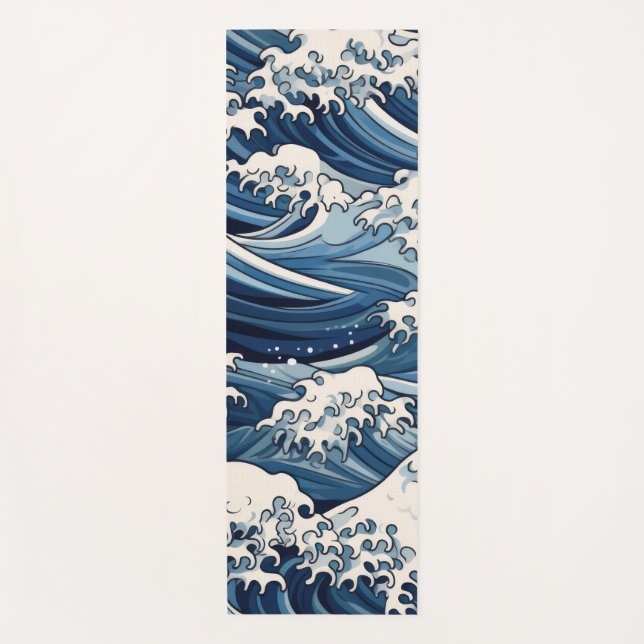 Tapete De Yoga Crestas Epheméricas: Ondas Hokusai Reimaginadas (Frente)