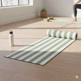 Tapete De Yoga Crie seu próprio padrão verde branco riscado