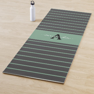 Tapete De Yoga Custom elegant stripes black green practising