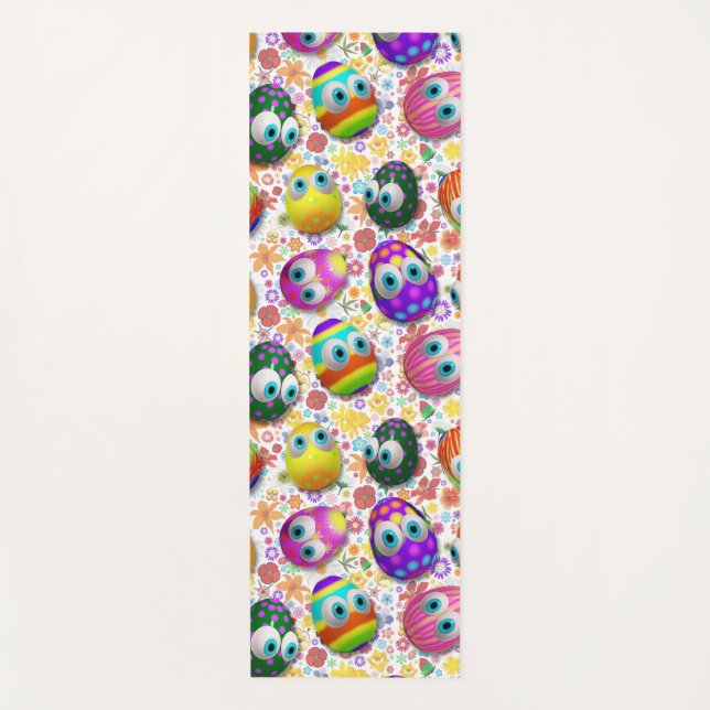 Tapete De Yoga Cute and Funny Easter Eggs Cartoon (Frente)