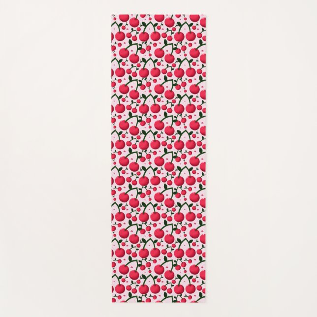 Tapete De Yoga Cute Cherry Pattern Aesthetic | Red Cherry Seamles (Frente)
