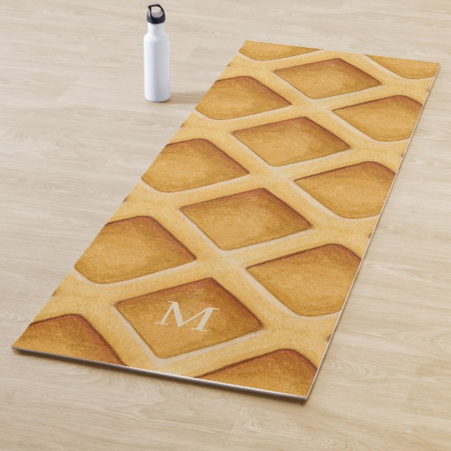 Tapete De Yoga Cute Fun Waffle Pattern Monogram Yoga Mat (In Situ)