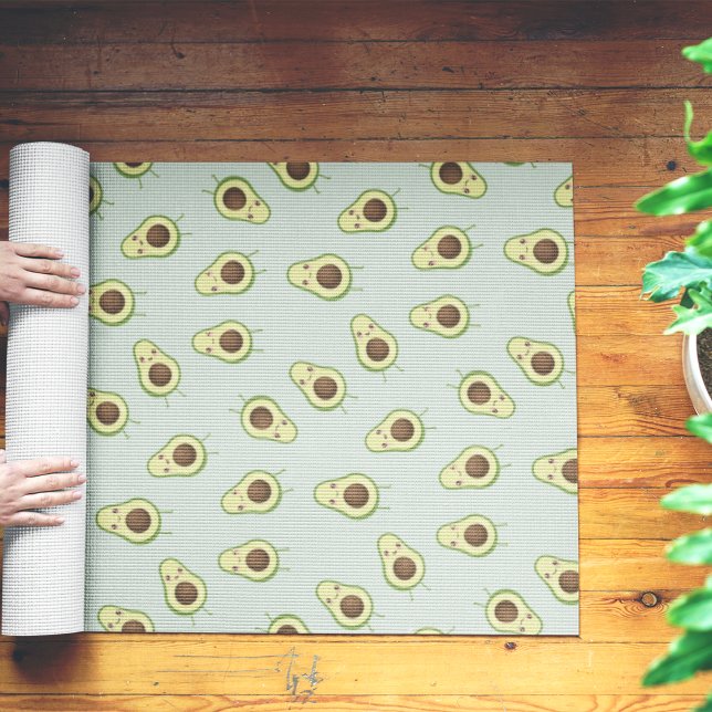 Tapete De Yoga Cute Kawaii Avocado Patterno (Criador carregado)