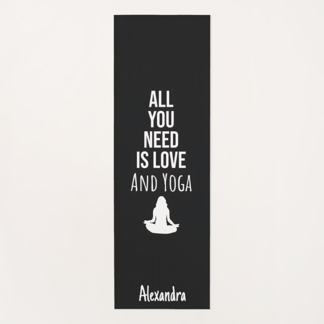 Tapete De Yoga Cute Yoga Mat Yogi Modern Unique Meditation Black (Frente)