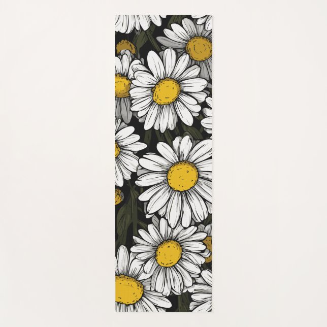 Tapete De Yoga Daisy Flower Pattern Botanical Illustration (Frente)