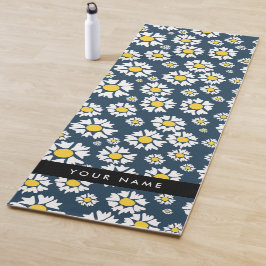Tapete De Yoga Daisy Pattern, White Daisies, Seu Nome