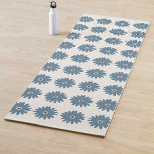 Tapete De Yoga Dália Azul e Creme