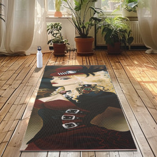 Tapete De Yoga Dama Elegante Relógio Vermelho Steampunk Vitoriano