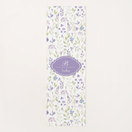 Tapete de Yoga de Aquarela Flor Silvestre Roxa com