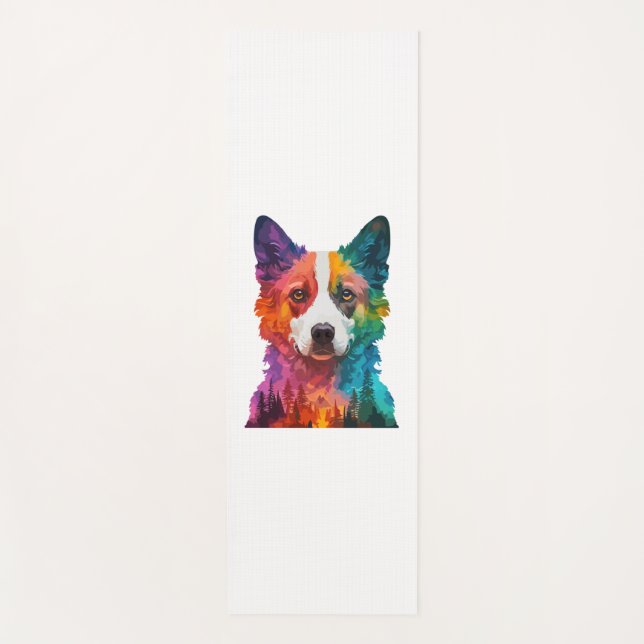 Tapete De Yoga de cão Colorido (Frente)