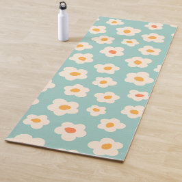 Tapete de Yoga de Fitness Azul com Padrão Floral