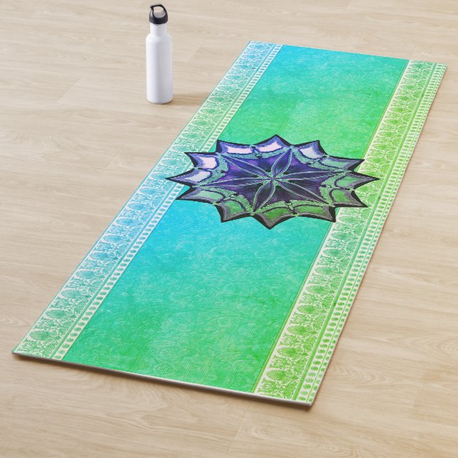 tapete de yoga de lotus mandala verde (In Situ)