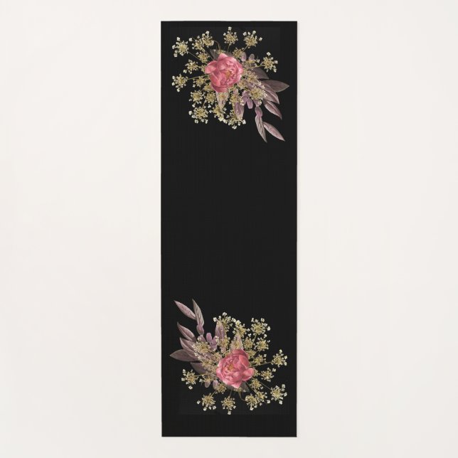 Tapete De Yoga decoração de flores (Frente)