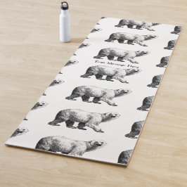 Tapete De Yoga Desenho da Linha do Urso Branco