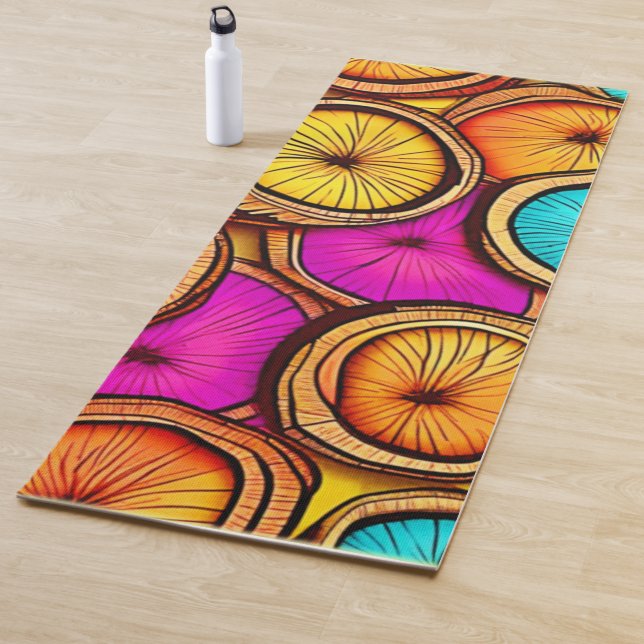 Tapete De Yoga Design abstrato da fatia de coco vibrante (In Situ)