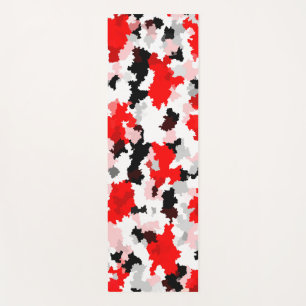 Tapete De Yoga Design abstrato do Camo Branco Preto Vermelho