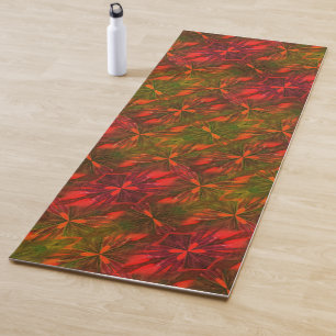 Tapete De Yoga Design Abstrato Verde E Laranja