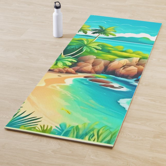 Tapete De Yoga Design de Blisagem Costeira Tropical (In Situ)