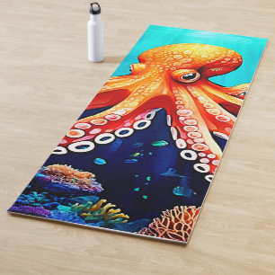Tapete De Yoga Design de Brilho de Octopus do Mar Profundo