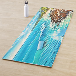 Tapete De Yoga Design de Cena de Rock Costeiro