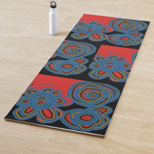 Tapete De Yoga Design de espiral floral mexicano americano